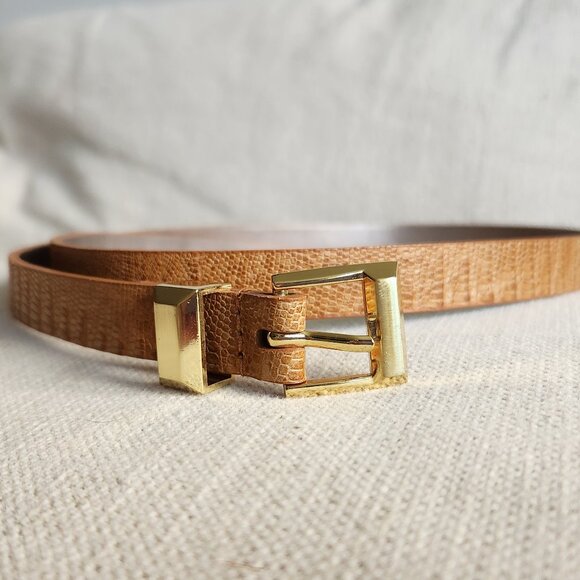 Calvin Klein Snake-Embossed Leather Slim Belt – Sz M - Picture 1 of 8
